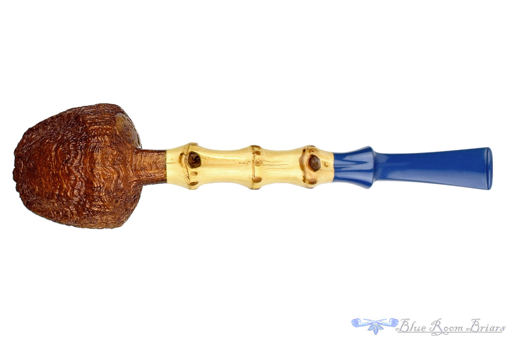 Blue Room Briars is proud to present this Nate King Pipe 436 Tan Blast Sphinx with Bamboo and Bakelite