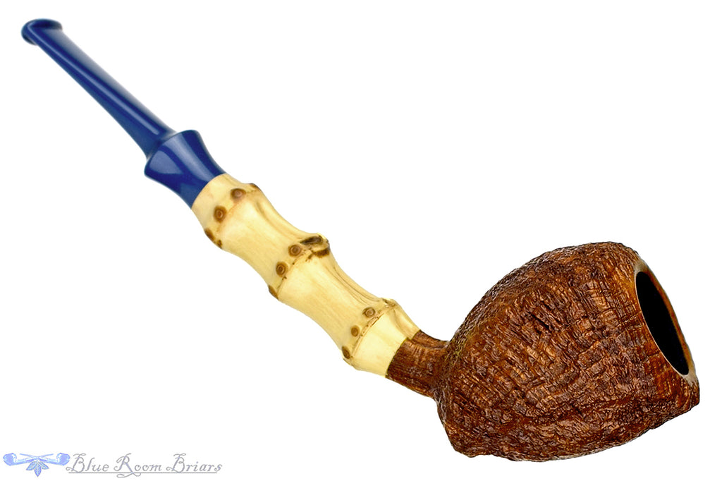 Blue Room Briars is proud to present this Nate King Pipe 436 Tan Blast Sphinx with Bamboo and Bakelite