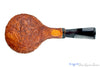 Blue Room Briars is proud to present this Steve Morrisette Pipe 1/2 Bent Tan Blast Tomato with Mother of Pearl Inlay