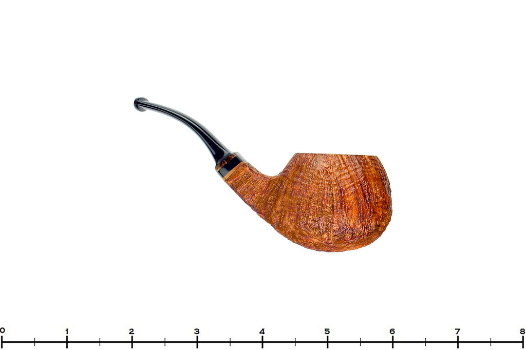 Blue Room Briars is proud to present this Steve Morrisette Pipe 1/2 Bent Tan Blast Tomato with Mother of Pearl Inlay