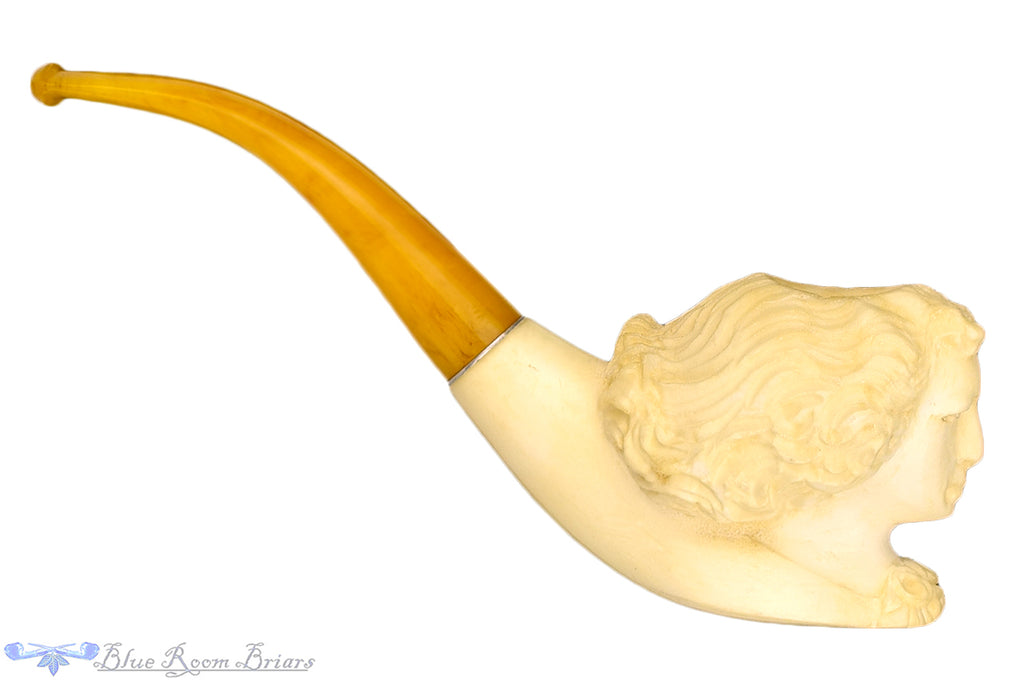 Blue Room Briars is proud to present this Meerschaum 1/2 Bent Figural with Bakelite Stem UNSMOKED Estate Pipe