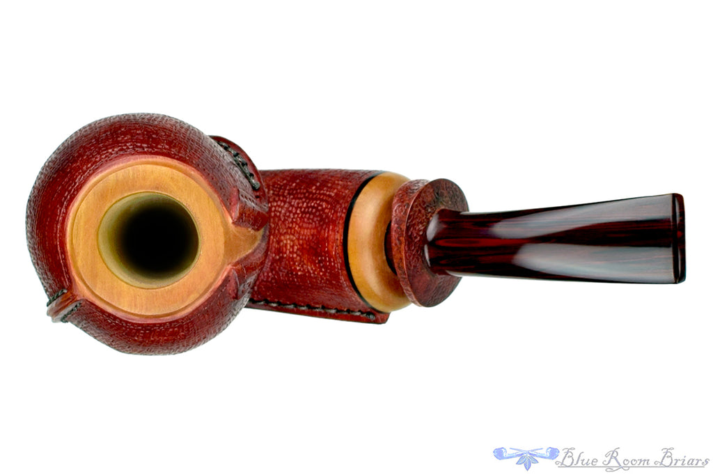 Blue Room Briars is proud to present this Dragomir Aleksic Pipe Carved Olivewood Apple with Brindle