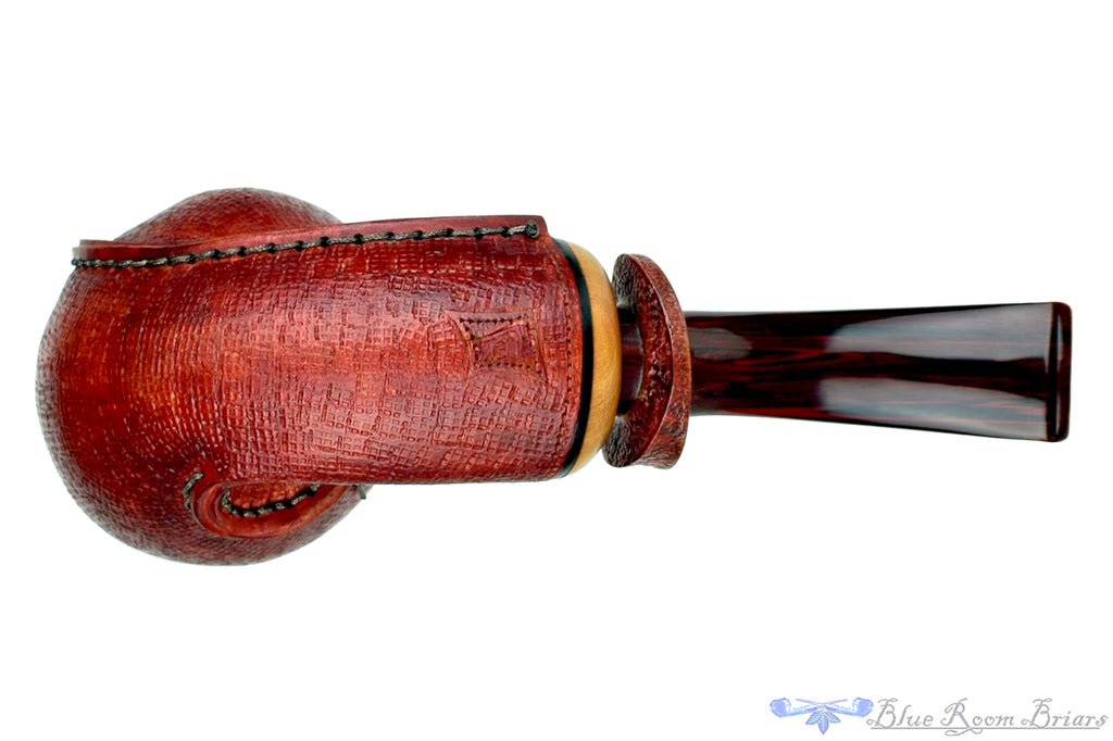 Blue Room Briars is proud to present this Dragomir Aleksic Pipe Carved Olivewood Apple with Brindle