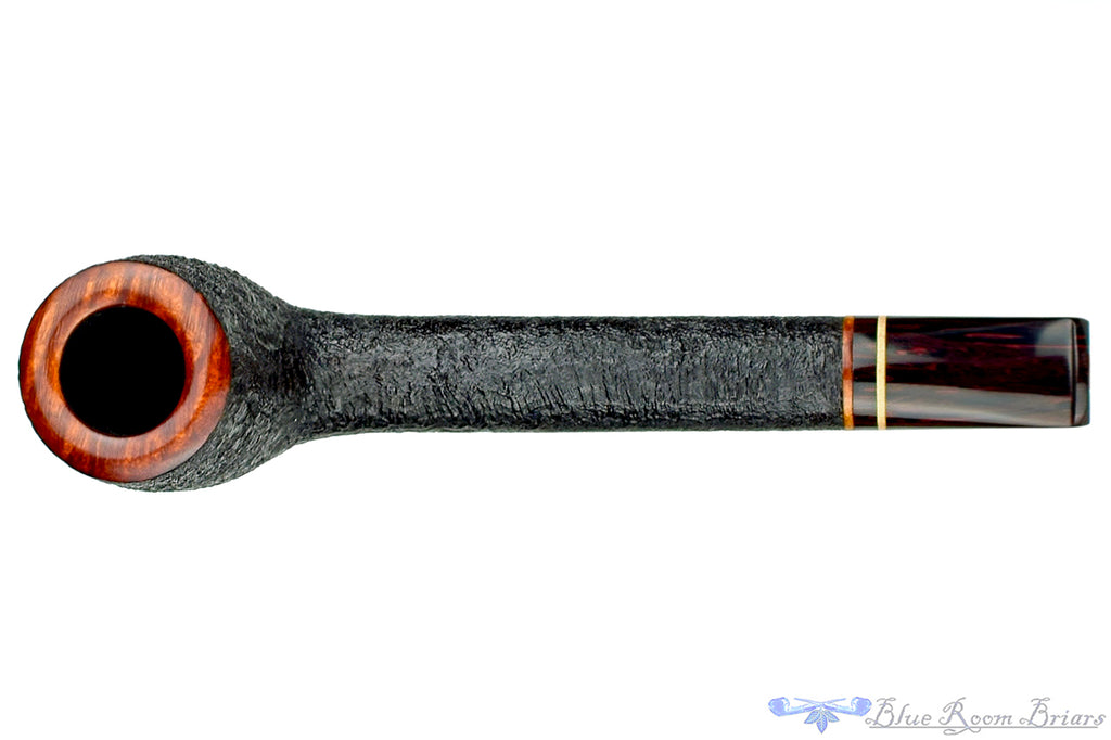 Blue Room Briars is proud to present this Jerry Crawford Pipe Black Blast Canadian with Ox Horn and Brindle