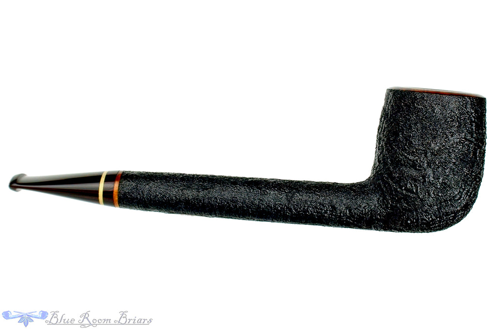 Blue Room Briars is proud to present this Jerry Crawford Pipe Black Blast Canadian with Ox Horn and Brindle