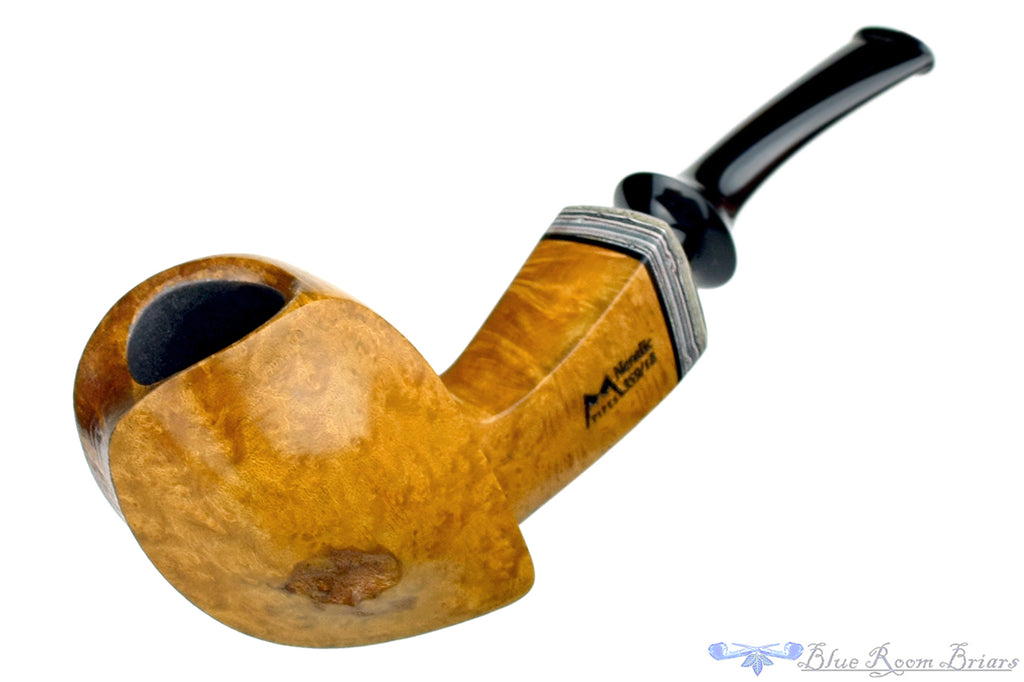 Blue Room Briars is proud to present this Marinko Neralić Pipe Partial Sandblast Blowfish with Fordite