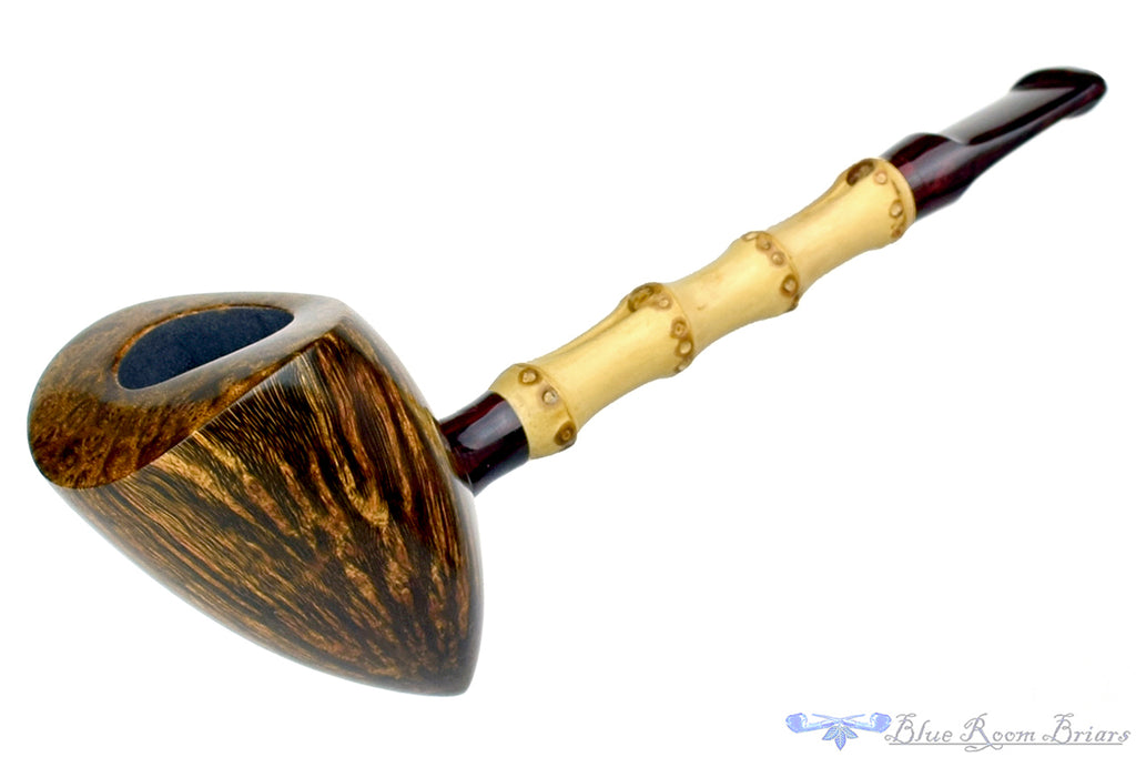 Blue Room Briars is proud to present this Steve Morrisette Pipe Bamboo Shank Almond with Brindle