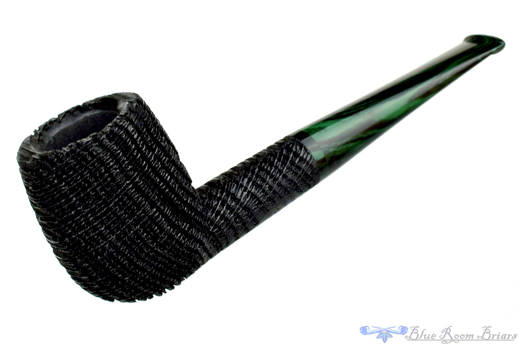 Blue Room Briars is proud to present this Jesse Jones Pipe 2219 Sandblast Morta Billiard with Green Brindle