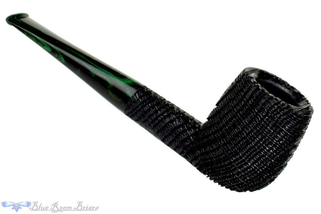 Blue Room Briars is proud to present this Jesse Jones Pipe 2219 Sandblast Morta Billiard with Green Brindle