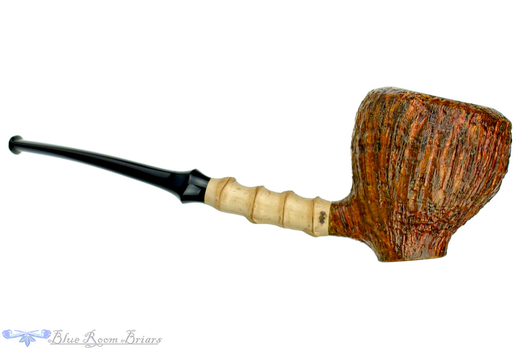Blue Room Briars is Proud to Present this Nate King Pipe 518 High Contrast Sandblast Standing Pear with Bamboo and Plateau