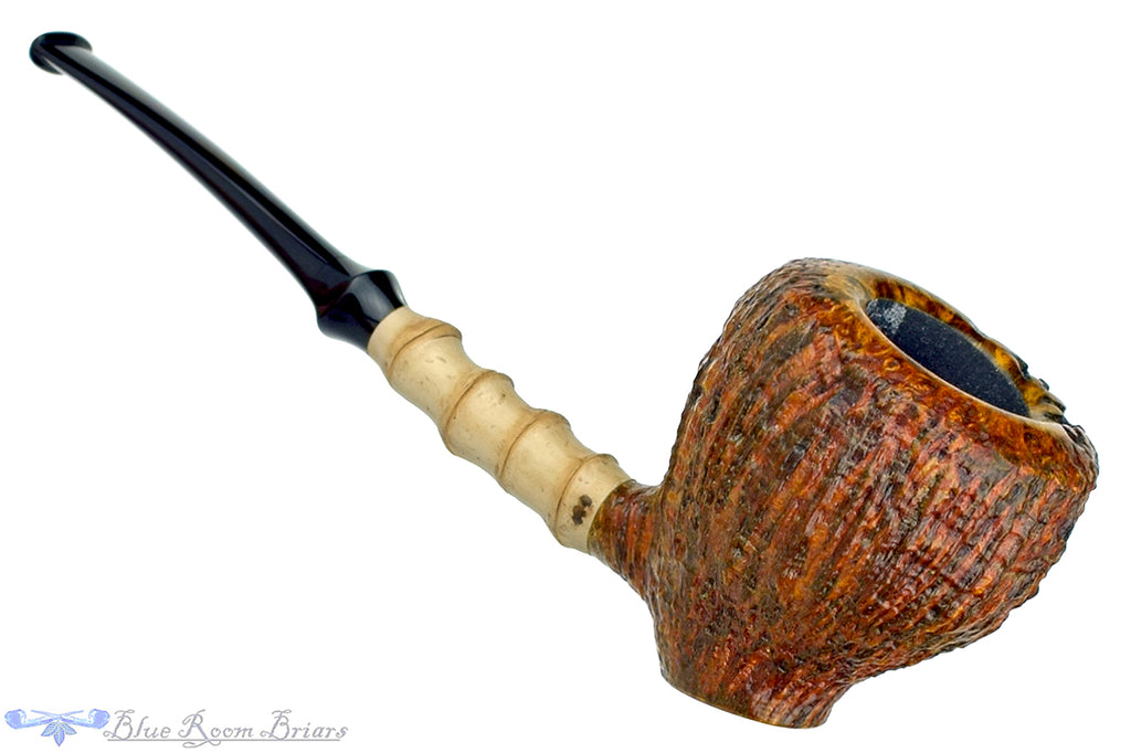 Blue Room Briars is Proud to Present this Nate King Pipe 518 High Contrast Sandblast Standing Pear with Bamboo and Plateau