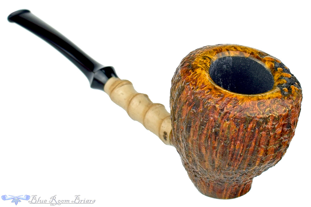 Blue Room Briars is Proud to Present this Nate King Pipe 518 High Contrast Sandblast Standing Pear with Bamboo and Plateau