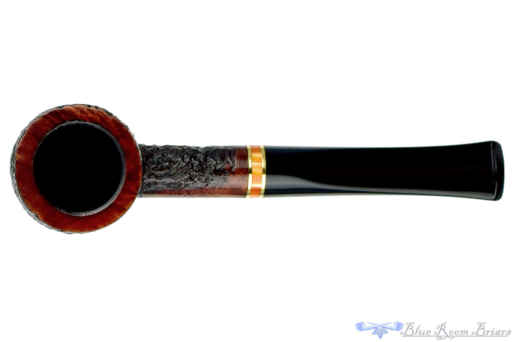 Blue Room Briars is proud to present this Alpha Nobility Sandblast Billiard (6mm Filter) with Brass and Acrylic Insert Estate Pipe