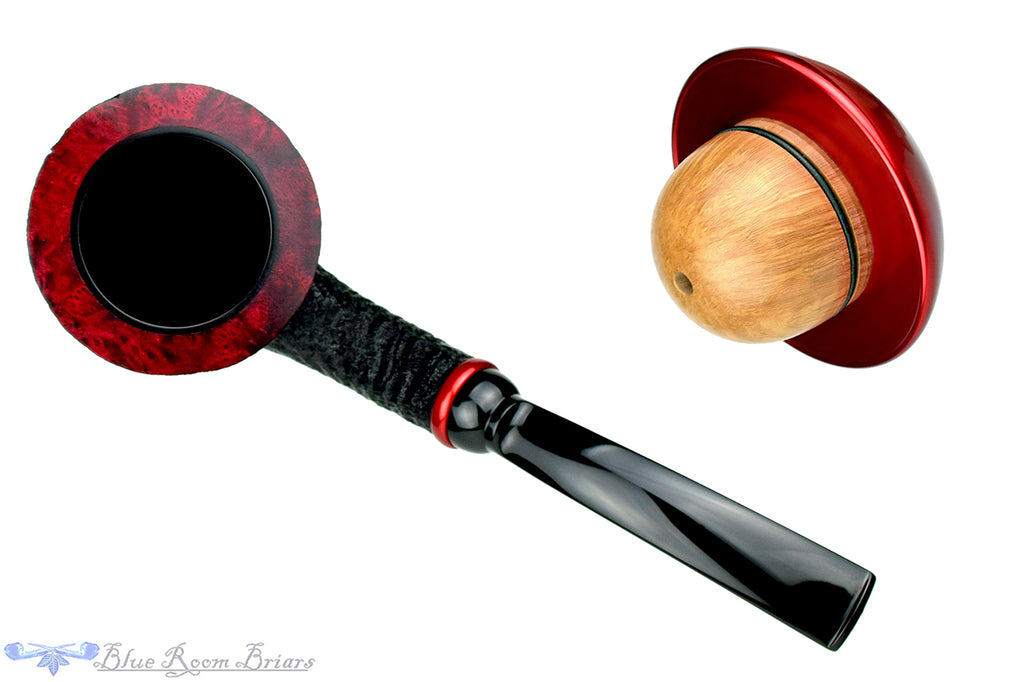 Blue Room Briars is proud to present this Jonas Rosengren Pipe Ring Blast Full Calabash with Anodized Aluminum