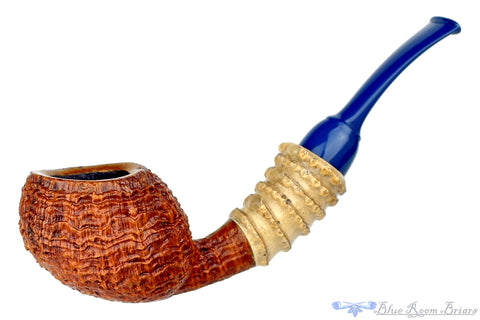 Nate King Pipe 870 Natural Crosscut Sandblast Smitty's Billiard with Jaguar Ebonite Stem