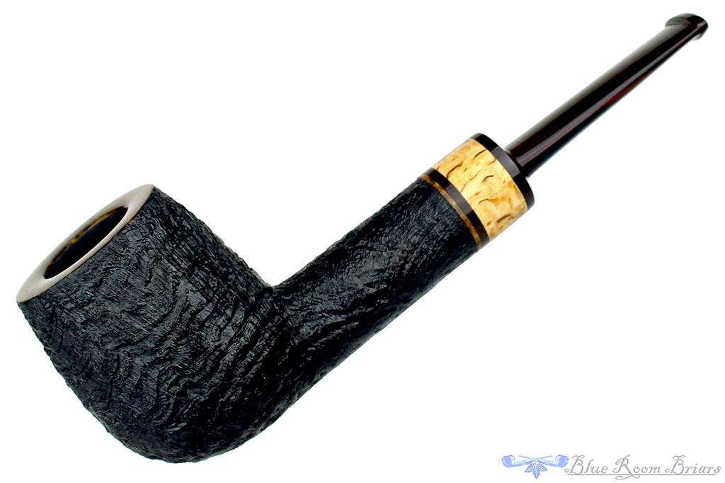 Blue Room Briars is proud to present this Jerry Crawford Pipe Black Blast Billiard with Masur Birch and Brindle