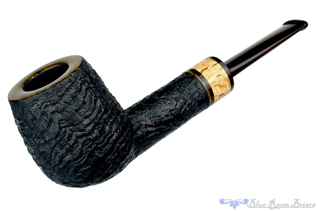 Blue Room Briars is proud to present this Jerry Crawford Pipe Black Blast Billiard with Masur Birch and Brindle