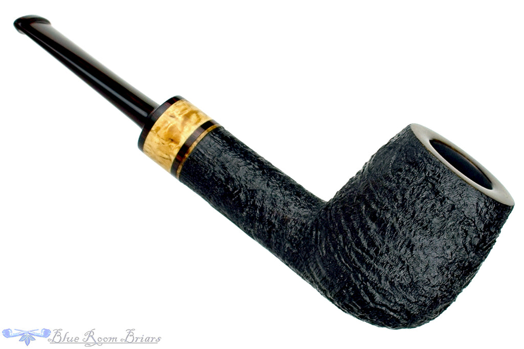 Blue Room Briars is proud to present this Jerry Crawford Pipe Black Blast Billiard with Masur Birch and Brindle