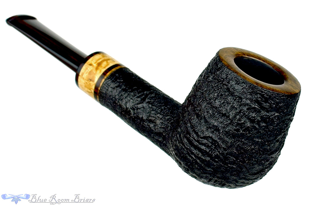 Blue Room Briars is proud to present this Jerry Crawford Pipe Black Blast Billiard with Masur Birch and Brindle