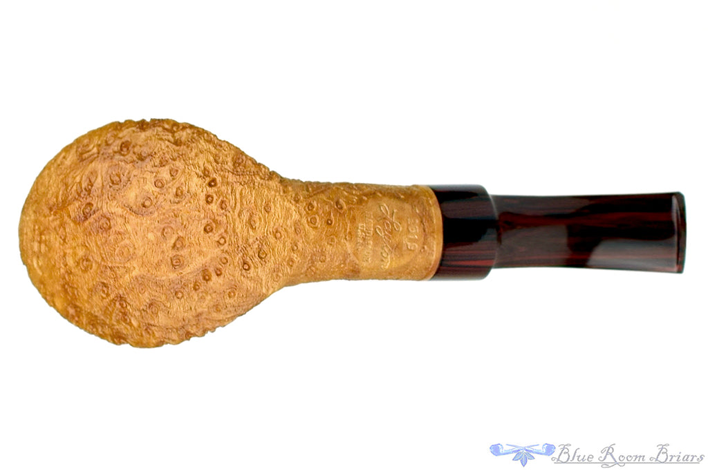 Blue Room Briars is proud to present this Clark Layton Pipe 1/2 Bent Tan Blast Strawberry Wood Volcano with Brindle