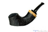 Blue Room Briars is proud to present this Dirk Heinemann Pipe 1/4 Bent Sandblast Volcano with Olivewood Ferrule