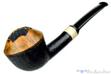 Blue Room Briars is Proud to Present this Charl Goussard Pipe 1/4 Bent Partial Sandblast Rhodesian with Faux Ivory and Plateau