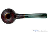Blue Room Briars is proud to present this Todd Harris Pipe 1/4 Bent Sandblast Tomato with Jade Brindle
