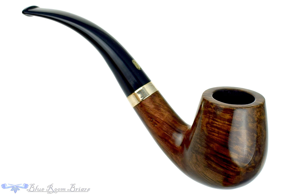 Blue Room Briars is proud to present this Jobey Charcoal Filter 145X 1/2 Bent Billiard with 14k Gold Filled Band Estate Pipe
