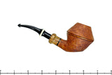 Blue Room Briars is proud to present this Ron Powell Pipe 1/8 Bent Sandblast Rhodesian Sitter with Red Palm Ferrule and Ivorite Stem Insert