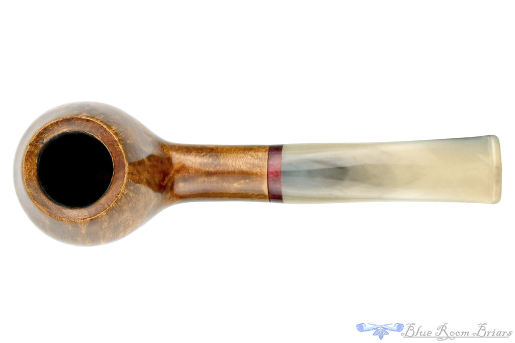 Blue Room Briars is proud to present this Ron Smith Pipe "Claude" Bent Egg (9mm Filter) with Acrylic and Faux Horn