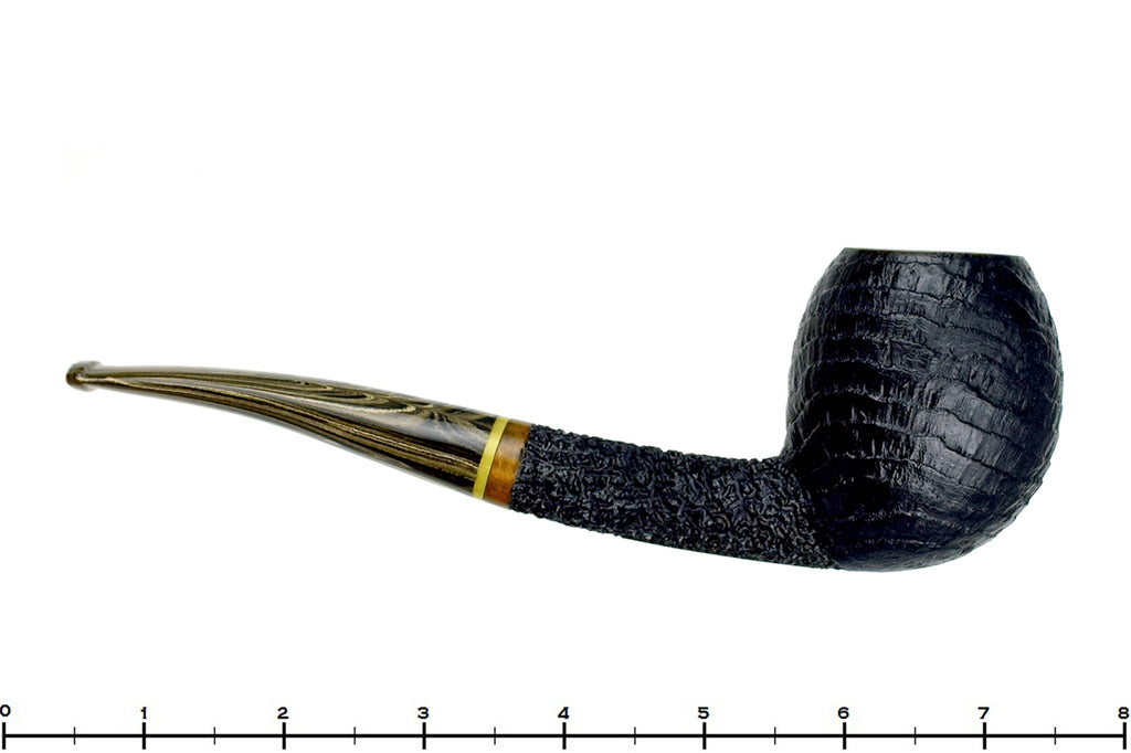 Blue Room Briars is proud to present this Dr. Bob Pipe (PPP) Large Bent Carved and Partial Blast Apple with Acrylic and Brindle
