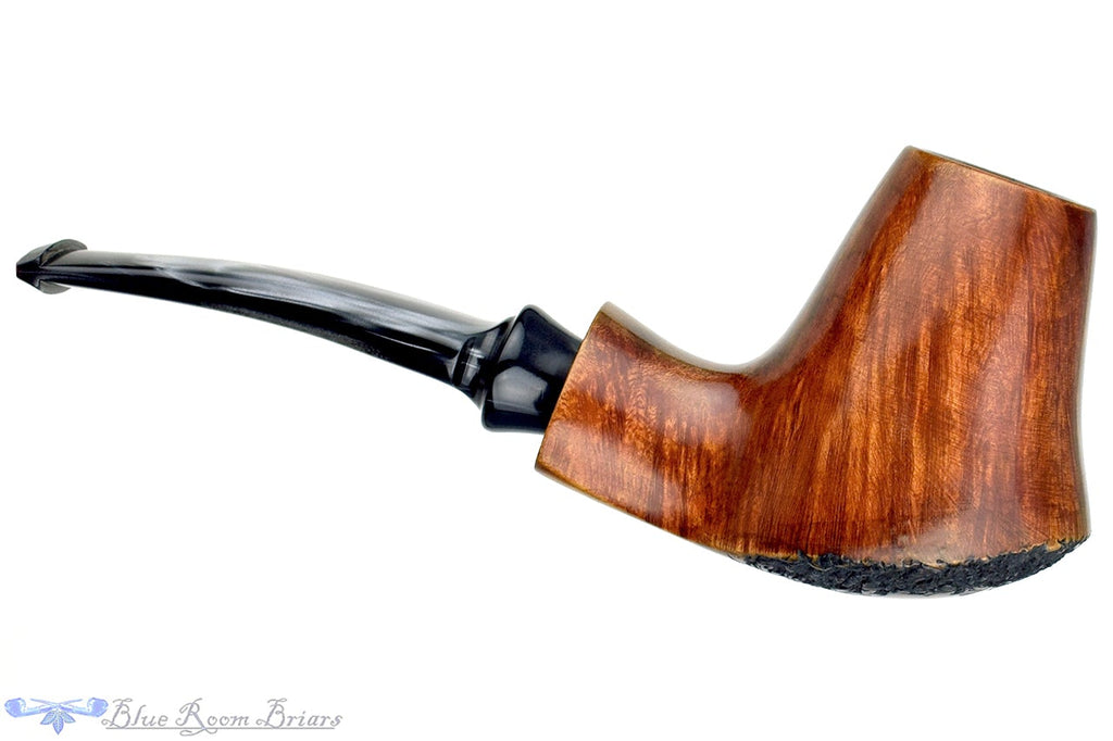 Blue Room Briars is proud to present this Ron Smith Pipe "Dylan" Bent Partial Rusticated Volcano