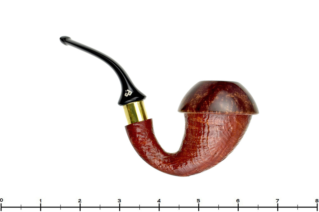 Blue Room Briars is proud to present this Johny Pipes Calabah 2021 Sandblast Calabash with Brass