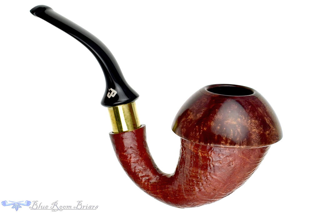 Blue Room Briars is proud to present this Johny Pipes Calabah 2021 Sandblast Calabash with Brass