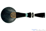 Blue Room Briars is proud to present this Joseph Skoda Pipe Bent Gecko Dublin Sitter with Brass, Turquoise, and Ivorite