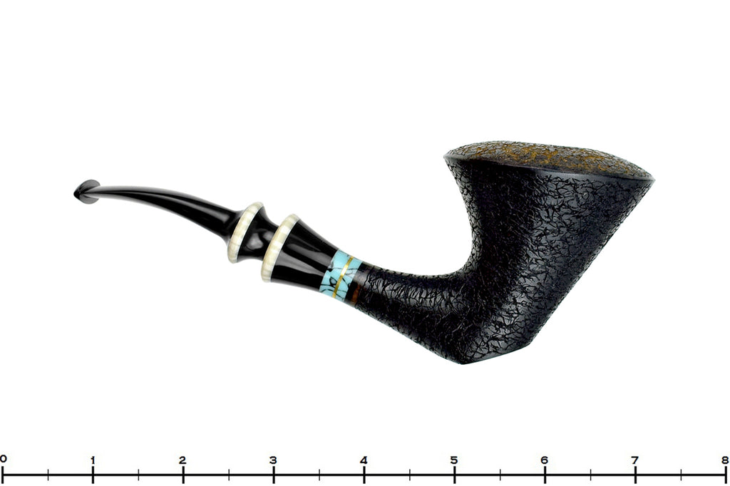 Blue Room Briars is proud to present this Joseph Skoda Pipe Bent Gecko Dublin Sitter with Brass, Turquoise, and Ivorite
