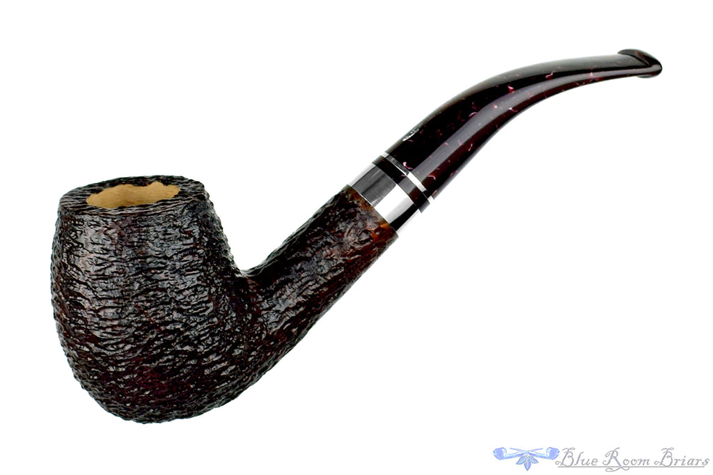 Blue Room Briars is proud to present this Savinelli Bacco 670 KS Bent Rusticated Billiard (9mm Filter) with Nickel UNSMOKED Estate Pipe
