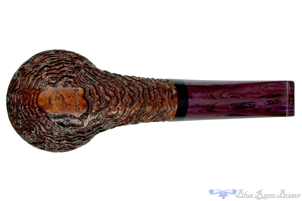 Blue Room Briars is proud to present this Andrea Gigliucci Bent Carved Windscreen Bulldog (2020 Make) with Ebony and Brindle Estate Pipe