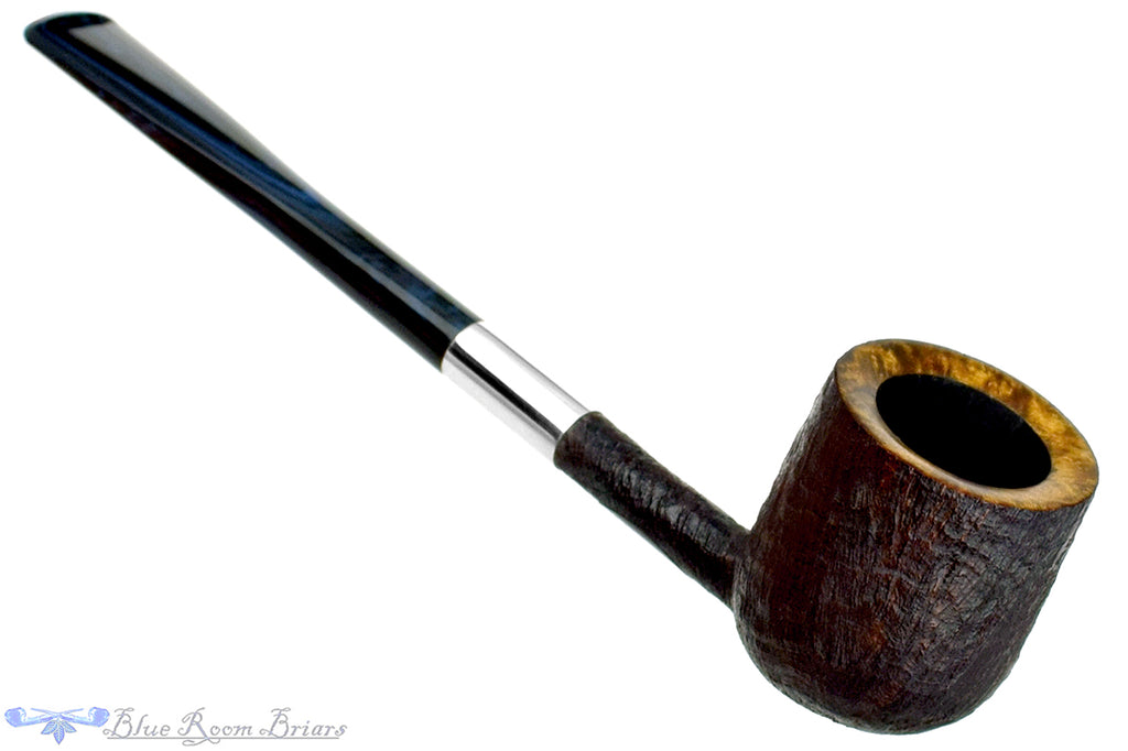 Blue Room Briars is proud to present this Scottie Piersel Pipe "Scottie" Sandblast Pot with Silver and Brindle