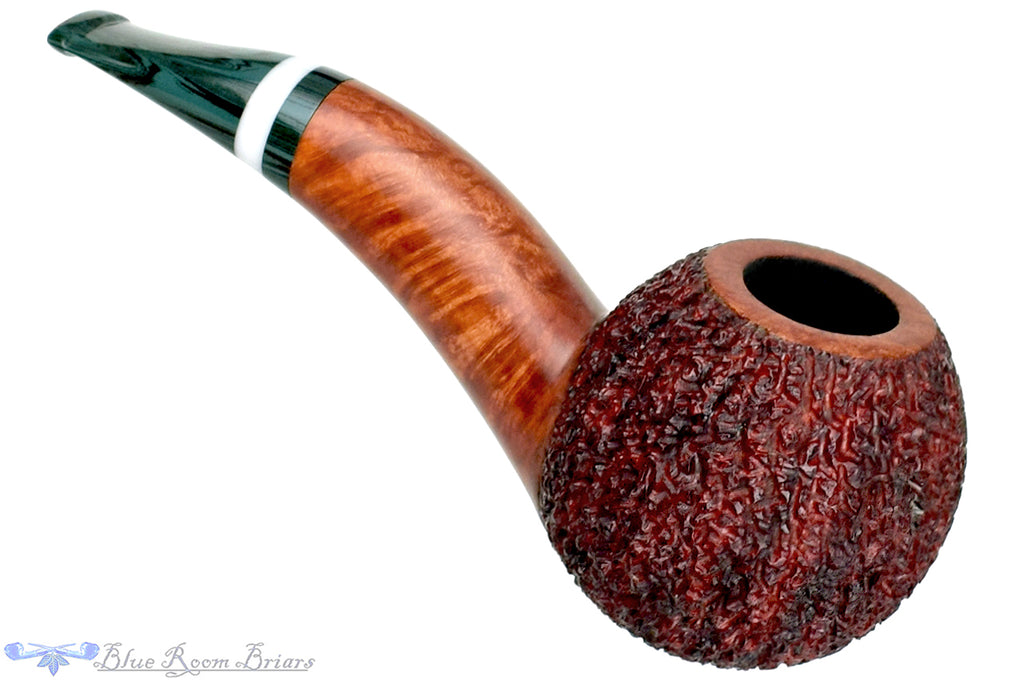Blue Room Briars is proud to present this Dr. Bob Pipe (PPP) Partial Rusticated Hawkbill with Brindle and Acrylic