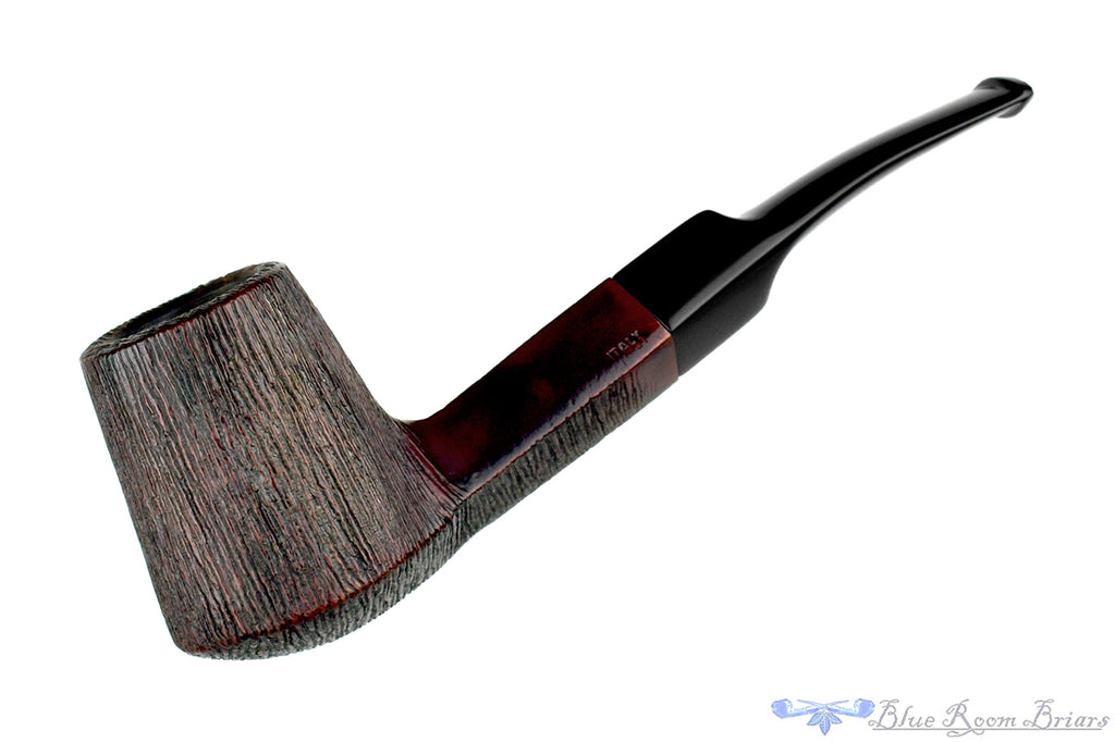 Blue Room Briars is proud to present this Italian Bent Brush Carved Volcano with Diamond Shank Estate Pipe