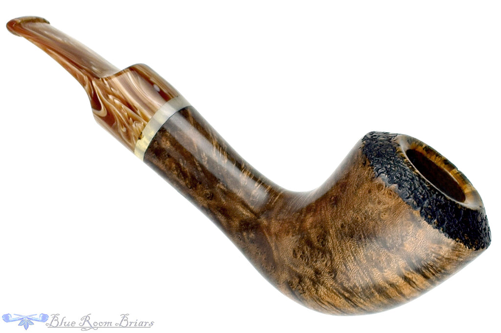 Blue Room Briars is proud to present this Ron Smith Pipe Partial Rusticated Horn with Acrylic