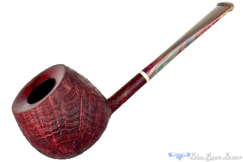 Blue Room Briars is proud to present this Scottie Piersel Pipe "Scottie" Sandblast Strawberry Wood Apple with Ivorite and Brindle