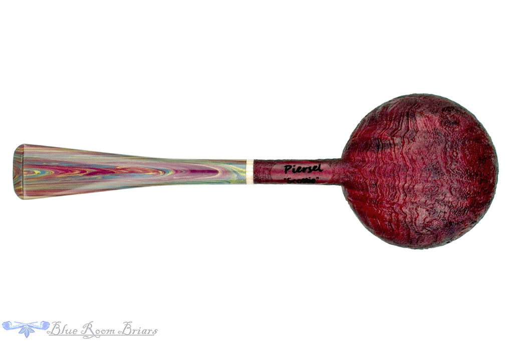 Blue Room Briars is proud to present this Scottie Piersel Pipe "Scottie" Sandblast Strawberry Wood Apple with Ivorite and Brindle