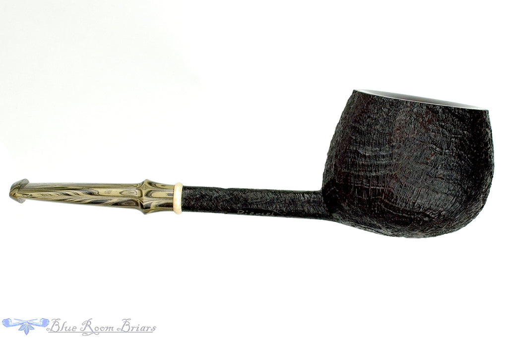Blue Room Briars is proud to present this Scottie Piersel Pipe "Scottie" Sandblast Tomato with Ivorite and Brindle