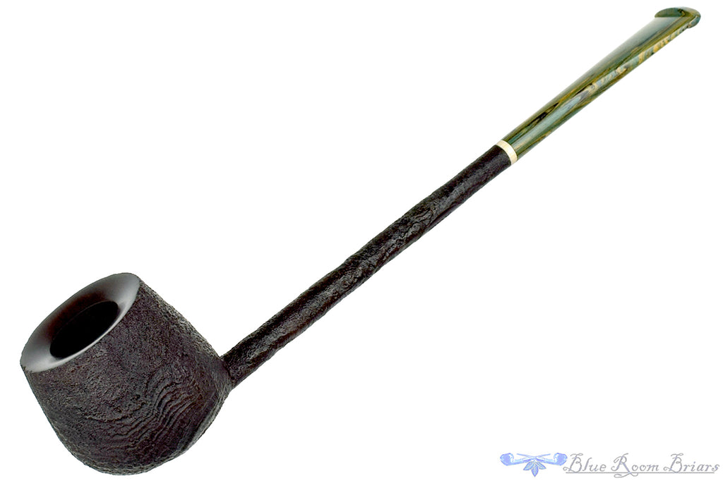 Blue Room Briars is proud to present this Scottie Piersel Pipe "Scottie" Sandblast Long Pencil Shank Apple with Ivorite and Brindle