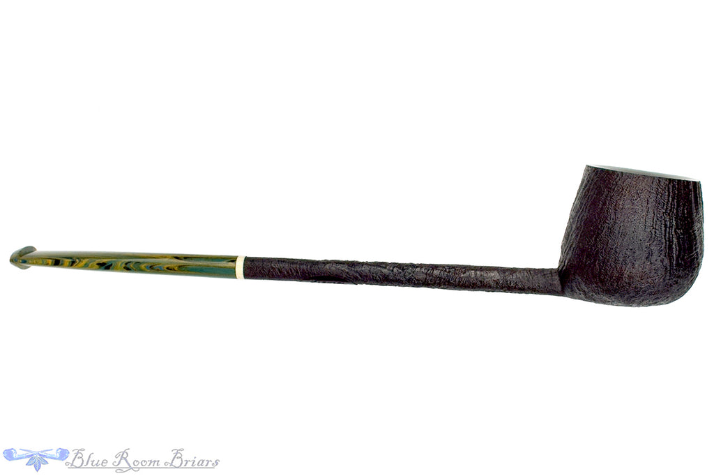 Blue Room Briars is proud to present this Scottie Piersel Pipe "Scottie" Sandblast Long Pencil Shank Apple with Ivorite and Brindle