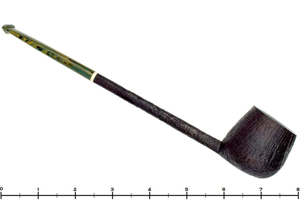 Blue Room Briars is proud to present this Scottie Piersel Pipe "Scottie" Sandblast Long Pencil Shank Apple with Ivorite and Brindle