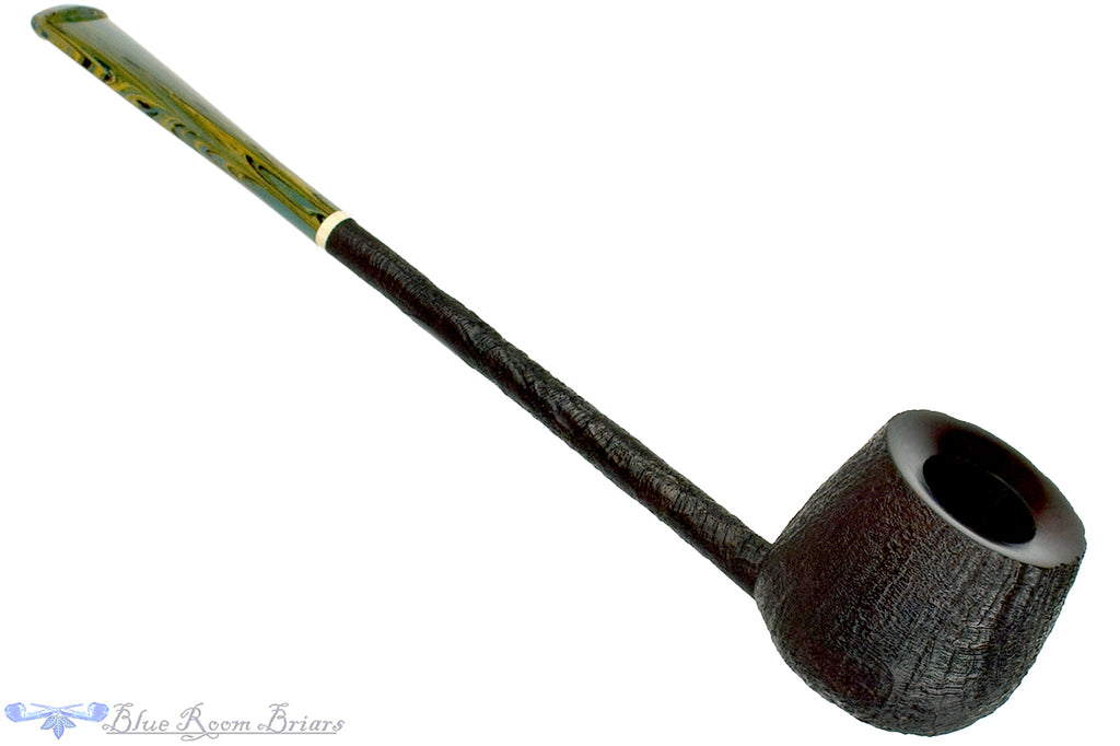 Blue Room Briars is proud to present this Scottie Piersel Pipe "Scottie" Sandblast Long Pencil Shank Apple with Ivorite and Brindle