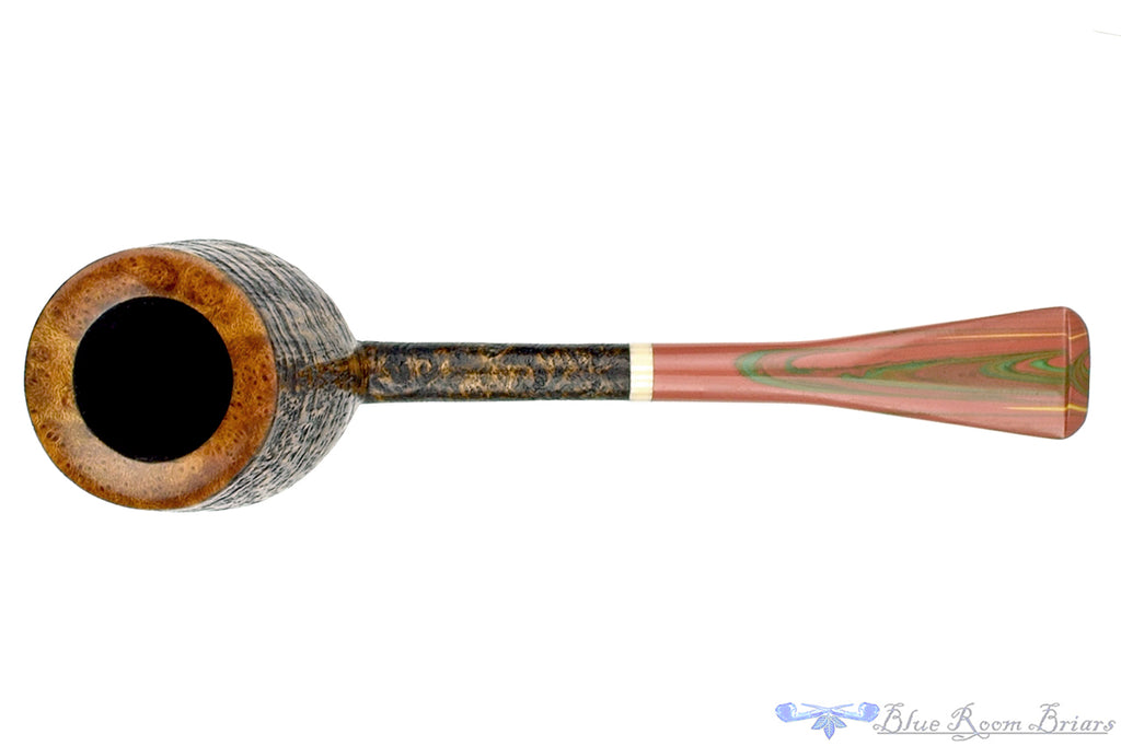 Scottie Piersel Pipe "Scottie" High-Contrast Sandblast Billiard with Ivorite and Brindle